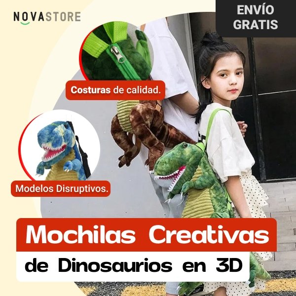 Mochilas creativas de dinosaurios en 3D - ENVÍO GRATIS - NovaStore