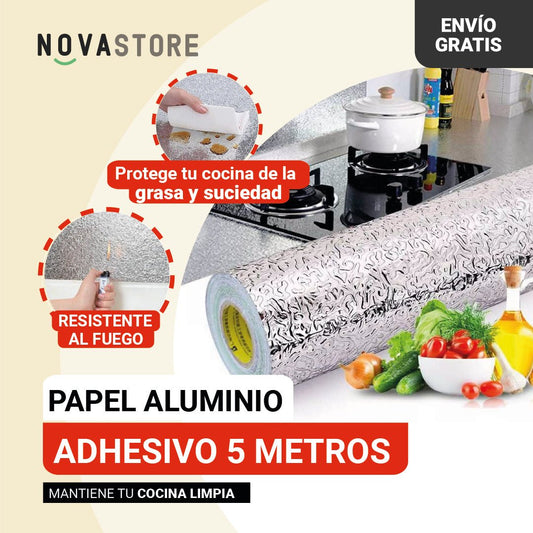 Papel Aluminio Adhesivo para protección de superficies de 5 Metros x 60cm - NovaStore